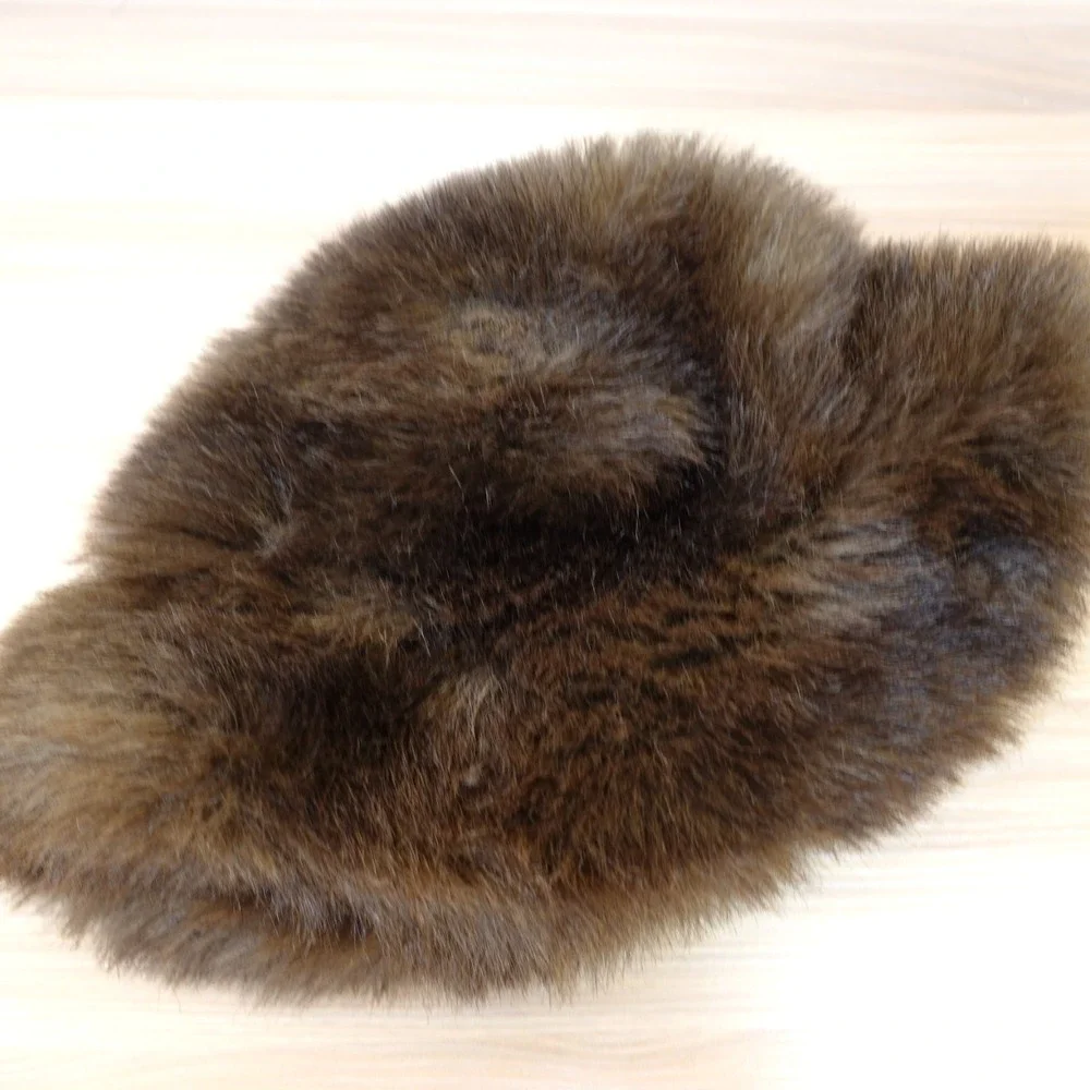 Vintage Real Fur Pillbox Hat Womens Brown Russian Cossack Fuzzy Winter Luxury - Picture 4 of 10